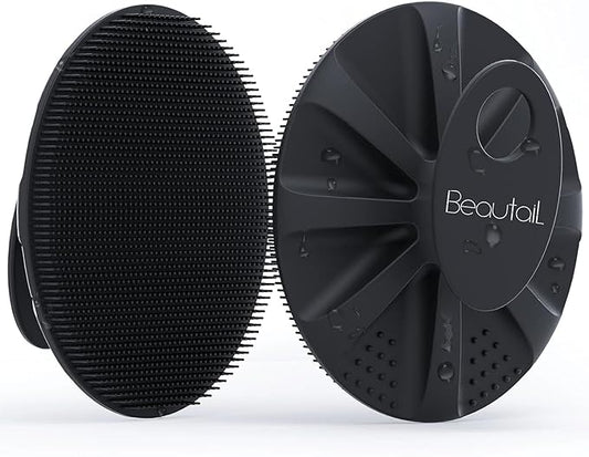 Silicone Body Scrubber Shower Bath Wash Brush Gentle Exfoliating Scrub Cleansing Loofah for Women Men Baby Sensitive Skin, Easy to Clean, Lather Nicely, More Hygienic, 1 Pack, Black