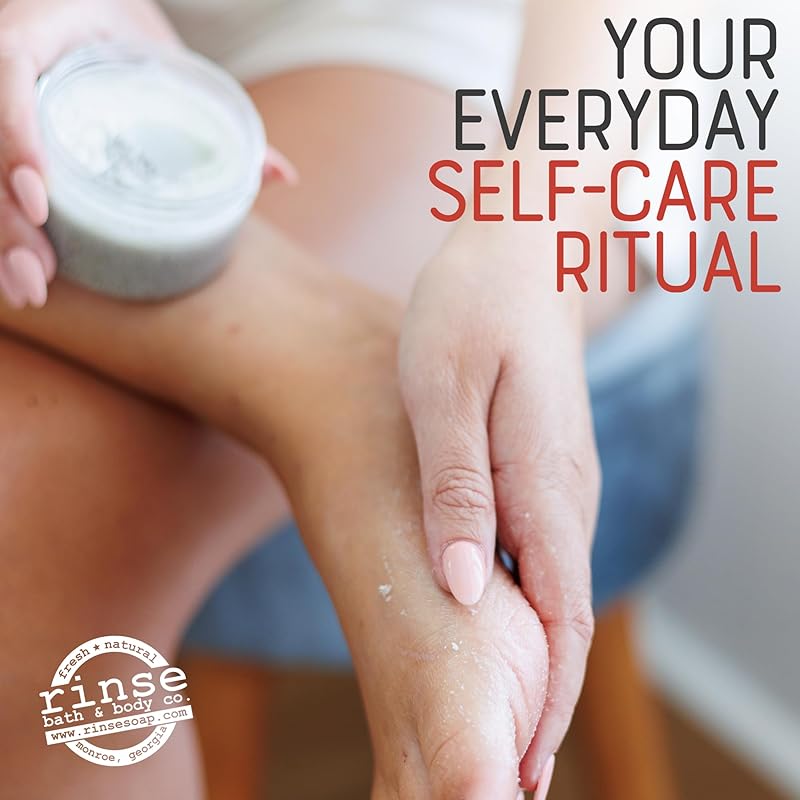 Rinse Bath & Body Peppofoot Peppermint Foot Scrub - Handmade Exfoliating Tea Tree Oil Cooling Foot Scrub w/Peppermint Essential Oil | Shea Butter & Avocado Oil | Cleansing & Refreshing| Natural | 4oz