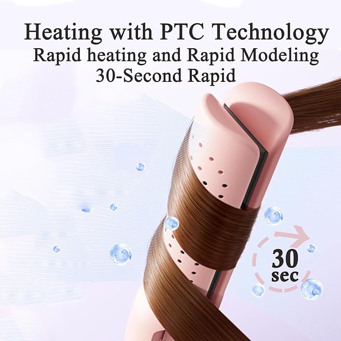 2-in-1 Hair Straightener & Curler Iron with LCD Display, 4 Temp Settings, 30s Fast Heat Up Hair Iron for Hard,Soft & Damaged Hair- Professional Styling Tools for Women (Pink)