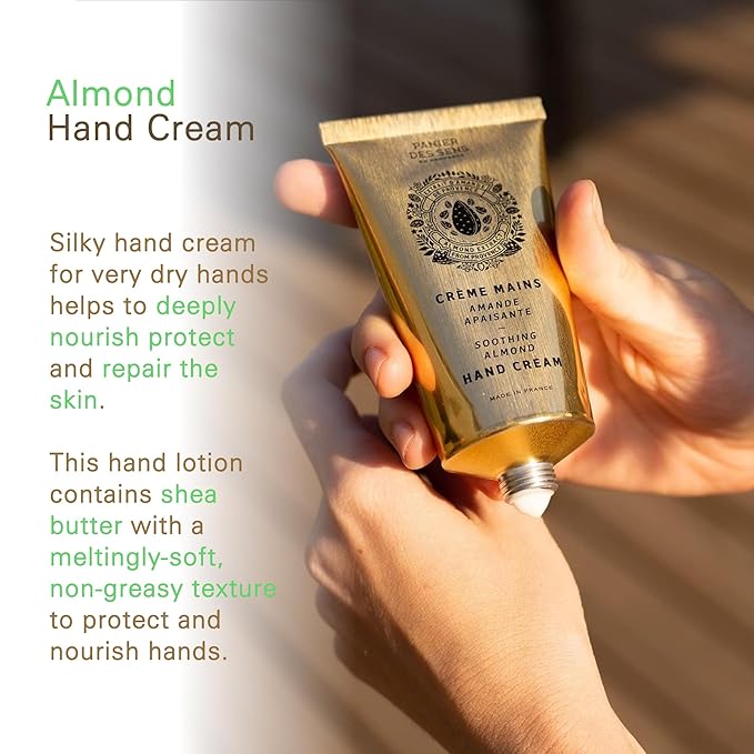 Panier des Sens Almond Hand Cream - Nourishing Shea Butter Hand Cream for Dry Cracked Hands 97% Natural Ingredients - Dermatologically Tested Hand Lotion for Woman Made in France, 2.5 fl oz