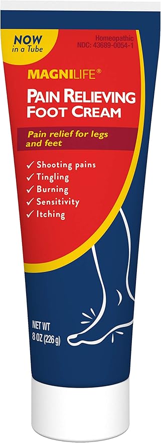 MagniLife Pain Relieving Foot Cream, 8 oz Tube, Soothing Relief for Soreness, Pain, Burning, Tingling, Itching or Sensitivity in Feet & Legs, Moisturizing & Hydrating Foot Cream, No Petroleum