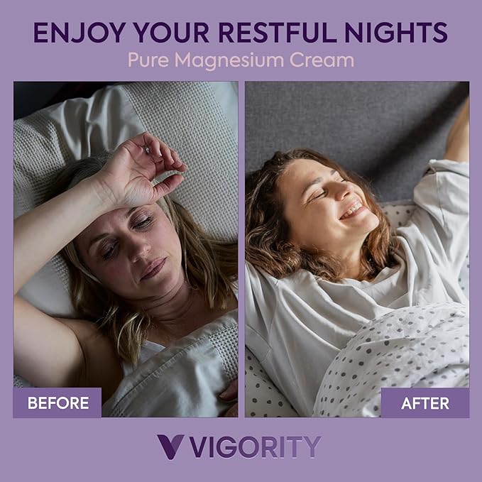 Vigority Magnesium Cream for Sleep: Magnesium Lotion for Leg Cramps - Soothing Magnesium with Lavender, Vitamin E and Shea Butter - Safe for Kids & Pregnant Individuals