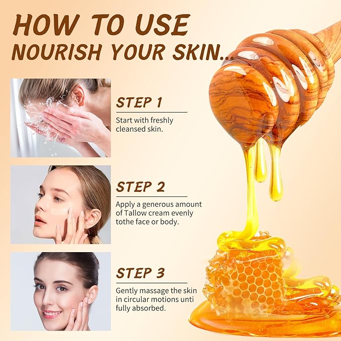 Beef Tallow for Face,Tallow and Honey Balm,Tallow Face Moisturizer Organic Grass Fed,Whole Body & Face 2.1oz Citrus Breeze