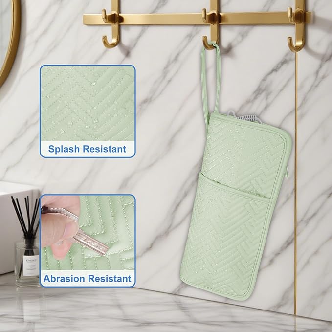 SITHON Hot Iron Holder & Mat, Heat Resistant Hair Tools Travel Bag Portable Hot Tools Organizer Cover Pouch for Curling Irons, Flat Irons, Hair Straightener and Styling Tools (Bag Only) (Green)