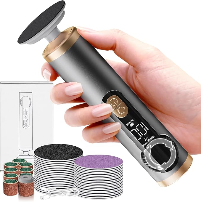 Electric Callus Remover for Feet, Rechargeable Pedicure Tools for Feet with 40PCS Sandpaper Discs, Adjustable Speed Heel Scraper for Cracked Heels, Foot Care Scrubber File for Dry Dead Skin