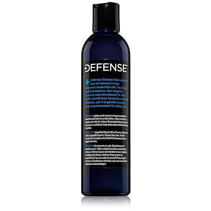 Defense Soap Tea Tree Body Wash | All Natural Organic Shower Soap for Athletes | Odor Control & Skin Fungal Protection for Sports, Post Workout & Recovery - 8 oz (Pack of 2)