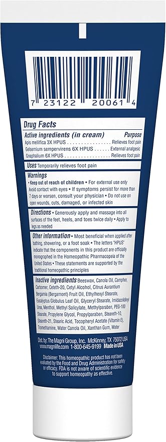 MagniLife Pain Relieving Foot Cream, 8 oz Tube, Soothing Relief for Soreness, Pain, Burning, Tingling, Itching or Sensitivity in Feet & Legs, Moisturizing & Hydrating Foot Cream, No Petroleum
