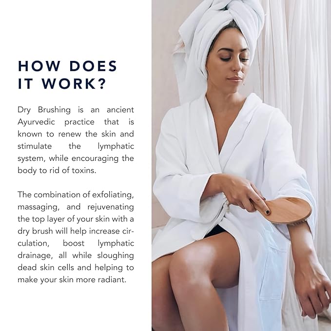 Dry Brush - Sustainable Bamboo Body Scrub Brush with Travel Bag and How-to Dry Brush Guide for Skin Care, Great Gift for Self Care, Exfoliating, Cellulite, Dry Skin - Conscious Coconut