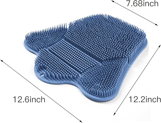 Grey TPR Sower Scrubbing Mat with Suction Cups Soft, Non-Slip Design for Foot and Back Massage Perfect for Full-Body Cleansing and Comfort Blue