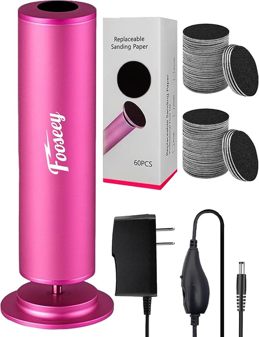 Electric Foot File Tool - Callus Remover for Feet, Professional Pedicure Machine with 60pcs Sandpaper Discs, Adjustable Speed Foot Files for Deadskin, Dry and Cracked Feet