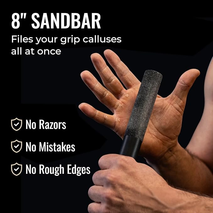 SandBar Ultimate Callus Remover Set - 4" & 8" Files with Moisturizing Salve Balm Stick - Elevating Athletes, Weightlifters & Rock Climbers for Smoother Hands & Feet - Gold (Black) (Flat Black Bundle)