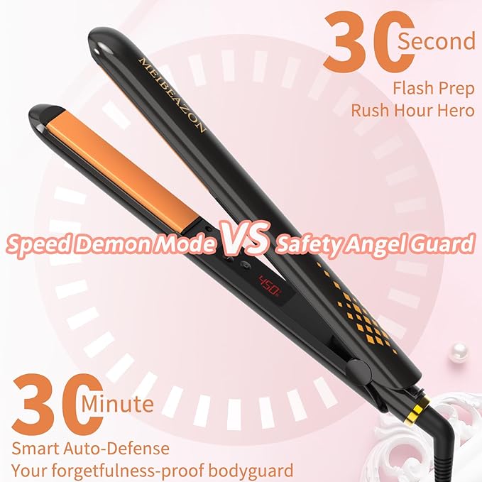 Flat Iron Hair Straightener and Curler - Professional Wet to Dry Straightener with 3D Floating Ceramic Plates, Travel Dual Voltage, LED Display, Fast Heat Up, Auto Shut Off, Silicone Mat