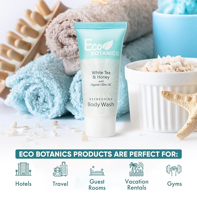 Eco Botanics Travel-Size Hotel Body Wash Soap, 0.85 oz. (Case of 20)