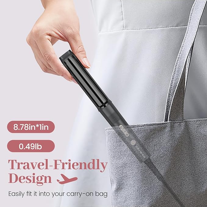 Zavarea Curling Iron for Short Hair, Mini Hair Curler with 1 Inch Ceramic Barrel, 3 Adjustable Temp, Portable Design, Instant Heating, Dual Voltage for Travel, Auto Shut-Off, Includes Storage Bag