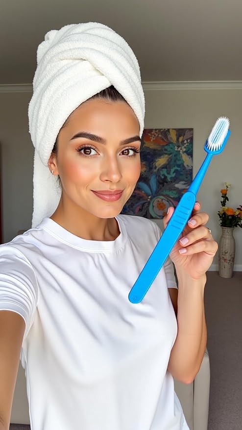 2pcs Bath Brush with Bristles Cute Innovative Toothbrush Like Design, Long Handle Shower Brush for Exfoliating Back, Body, and Feet, Bath and Shower Scrubber