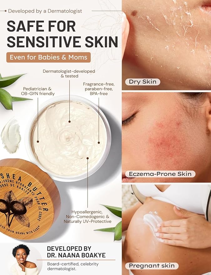 Karité Crème Corps Shea Butter Body Cream | Hydrating Moisturizer for Dry & Sensitive Skin | Dermatologist-Formulated and Approved | Cruelty-free & Hypoallergenic for all Skin Types