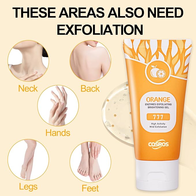 BROUYOUE Orange Exfoliating Gel Scrub for Face and Body, Deep Cleansing Moisturizing Skin Orange Peeling Gel, All Skin Types (2pcs)