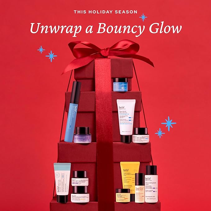 belif Chok Chok Holly Day Skincare Gift Set Advent Calendar 2025 – 12 Days of Glass Skin K-Beauty Skincare, Aqua Bomb Daily Moisturizer, Cooling Eye Gel, Vitamin C Cream, Anti aging, Korean Skincare, Christmas Stocking Stuffers