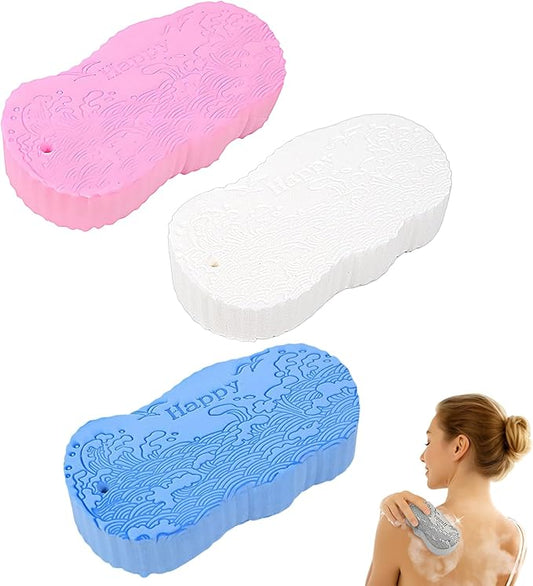 Magic Exfoliating Bath Sponge, Upgraded 3D Super Soft Exfoliating Bath Sponge Magic Exfoliating Body Scrubber, Shower Brushes for Adults Women and Men (A-3Pcs)