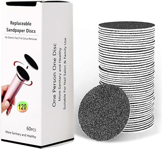 60PCS Replaceable Sandpaper Discs 120 Grit Sandpaper Refill Pad Disks for Electric Foot File Callus Remover (120 Grit)