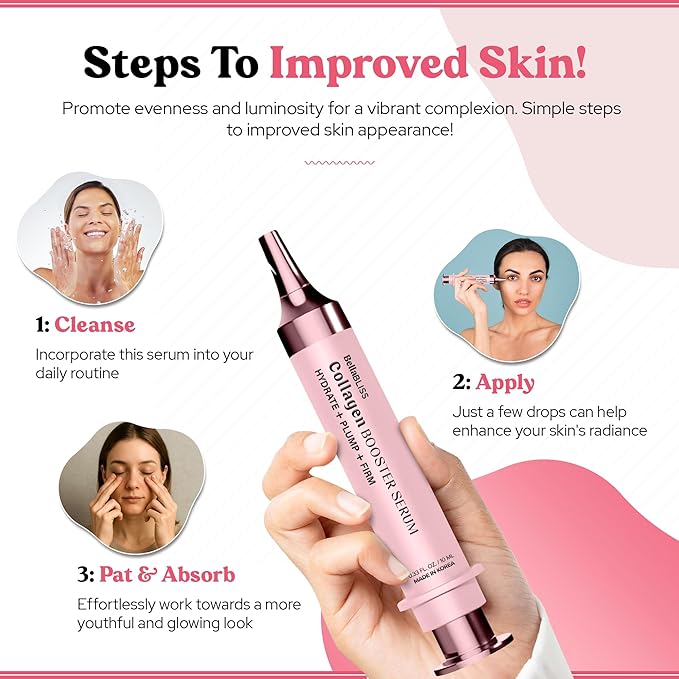 BellaBLISS Collagen Booster Serum for Face – Hydrating & Plumping Korean Skincare with Anti-Aging, Fine Line Reduction, Firming & Glowing Skin Benefits – Lightweight Formula – 0.33 Fl Oz (10mL)
