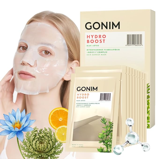 GONIM Face Mask Korean Skin Care with Hyaluronic Acid Serum & Collagen Activation, Hydrating Face Masks Skincare with Vitamin C, Moisturizing Sheet Mask for All Skin, Korean Face Mask 10 Sheets