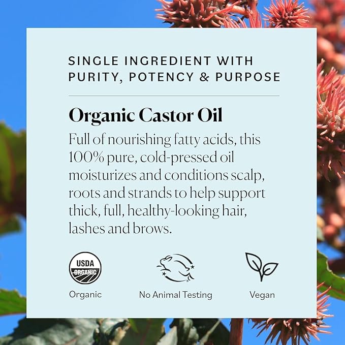 Sky Organics Organic Castor Oil Eyelash & Brow Serum, Hexane-Free Conditioning Oil that Promotes Fuller Looking Lashes & Eye Brows, 100% Pure & Cold-Pressed 1 fl. Oz. / 30 ml w ebook