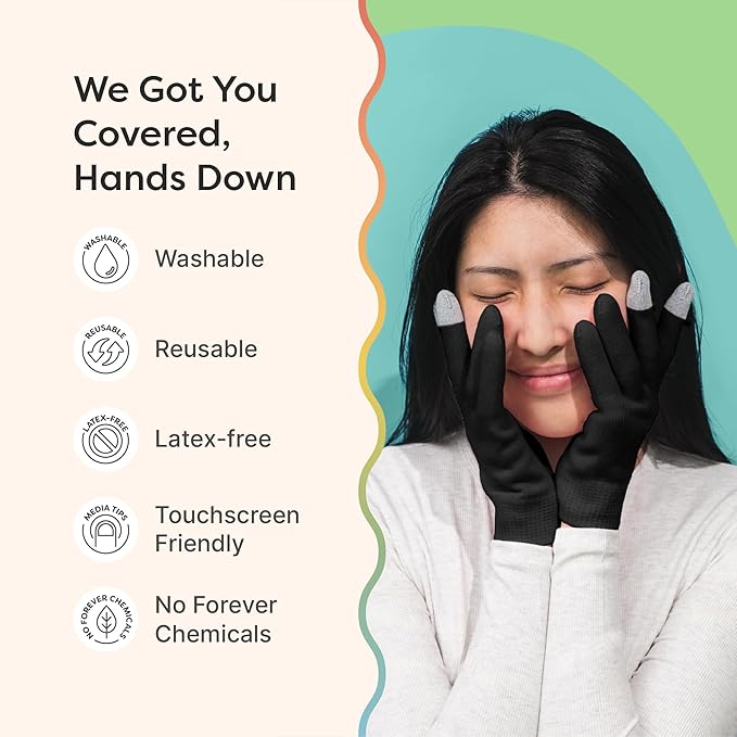 ZenToes Moisturizing Gloves for Dry Hands, Gel Infused with Jojoba Seed Oil, Olive Oil and Vitamin E, Overnight Hand Moisturizer (OSFM, Cotton Black)