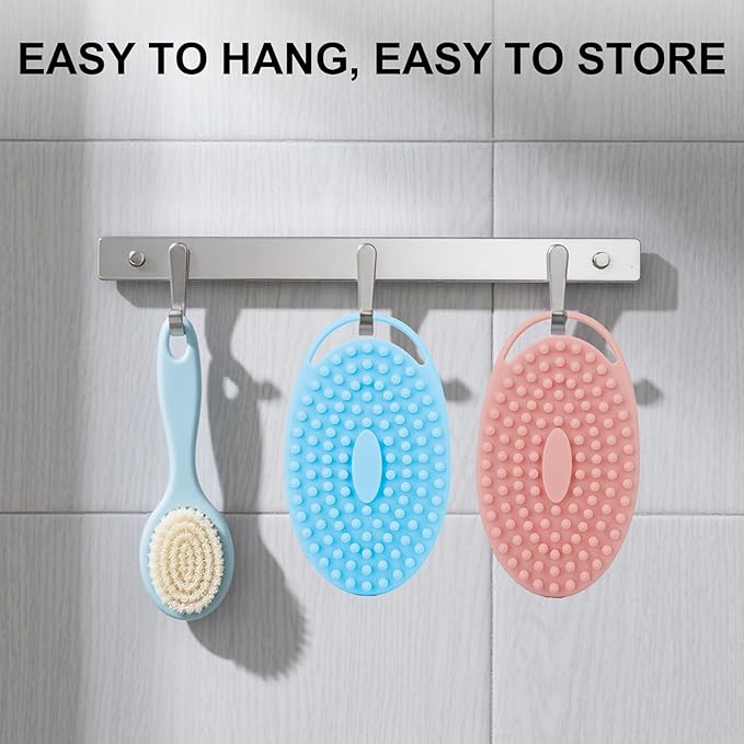 Soft Silicone Body Scrubber, 2 PCS Exfoliating Silicone Loofah, Body Scrubber Shower Brush Exfoliating and Massage 2 in 1, Bath Shower Brush for Cleaning Sensitive Skin Kids Women Men, Lather Well