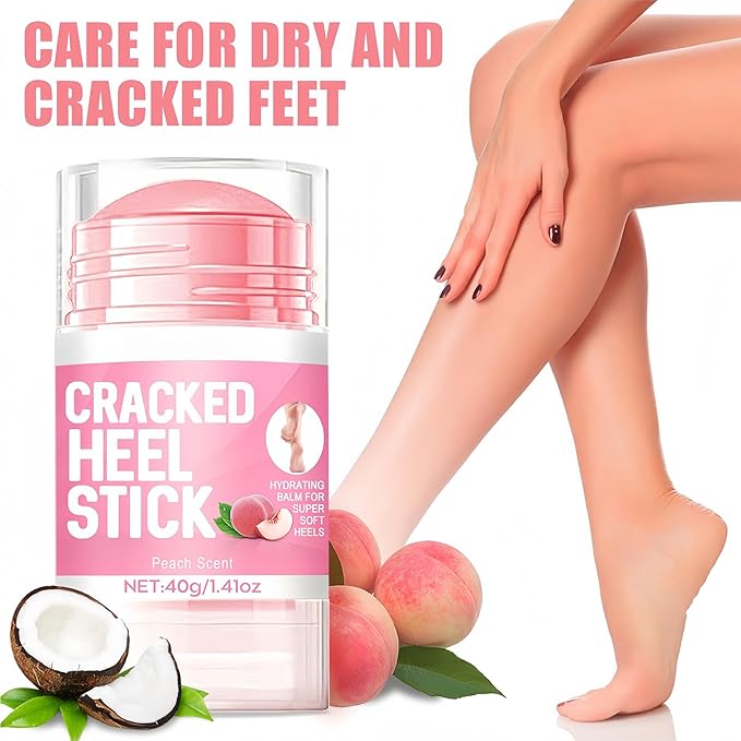 2Pcs Peach Scented Cracked Heel Stick Balm, Heel Stick For Cracked Feet, Foot Cream For Calluses and Dry Feet, Cracked Foot, Manuka Honey Hand Cream