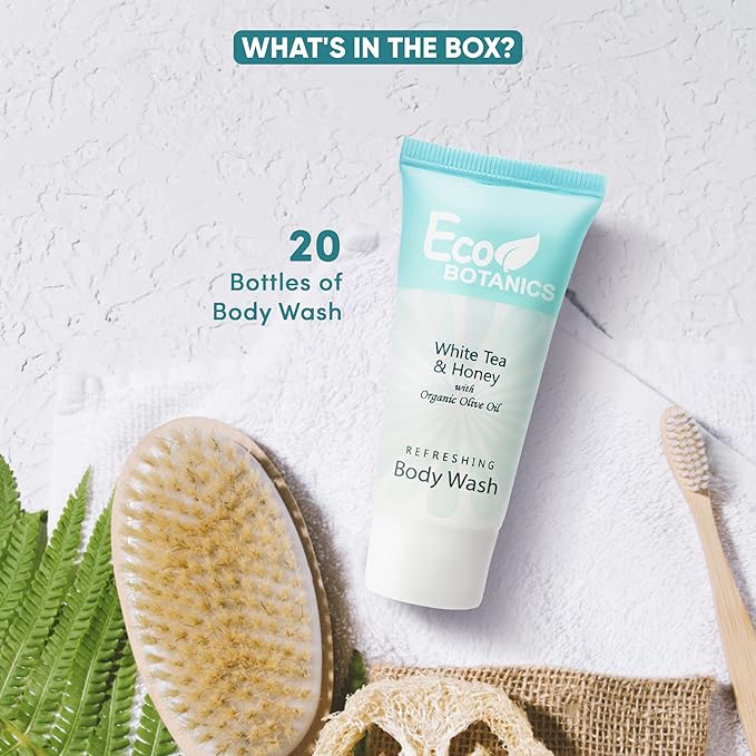 Eco Botanics Travel-Size Hotel Body Wash Soap, 0.85 oz. (Case of 20)