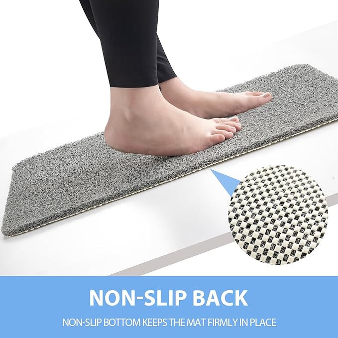 Non-Slip Bathtub Mat, Anti Slip Shower Mat, Fast Drying Bathtub Mats, Foot Scrubber Mat, Anti Slip Mat for Tub, Floor, Bathroom, Kitchen, Home, Hotel (Grey 40"×28")