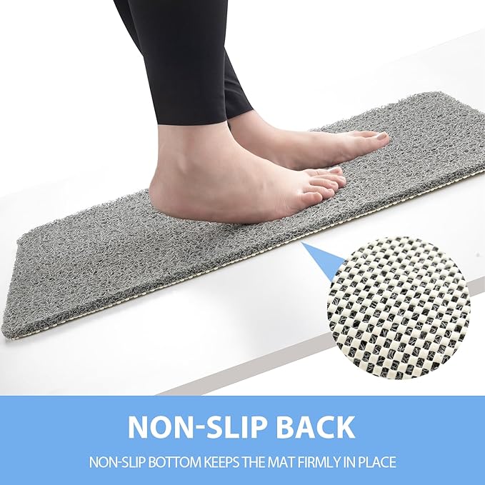 Non-Slip Bathtub Mat, Anti Slip Shower Mat, Fast Drying Bathtub Mats, Foot Scrubber Mat, Anti Slip Mat for Tub, Floor, Bathroom, Kitchen, Home, Hotel (Grey 47"×16")