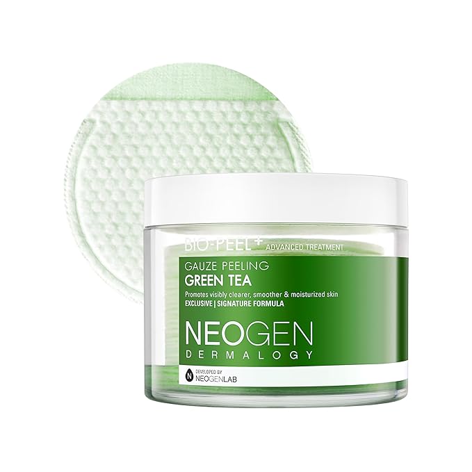DERMALOGY by NEOGENLAB Bio-Peel Gauze Peeling Pads (Green Tea, 30 pads) - Exfoliating & Hydrating & Soothing Peeling Pad with PHA & Green Tea & Centella Asiatica - Korean Skin Care