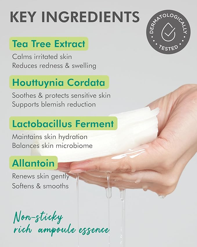 DERMAL Seoul Face Teatree 3X Daily Quick Mask 36 Sheet – Korean Skincare Vegan Tencel Facial Masks - Calming, Soothing, Blemish Control Face Mask Sheets with Heartleaf Extract, Lactobacillus