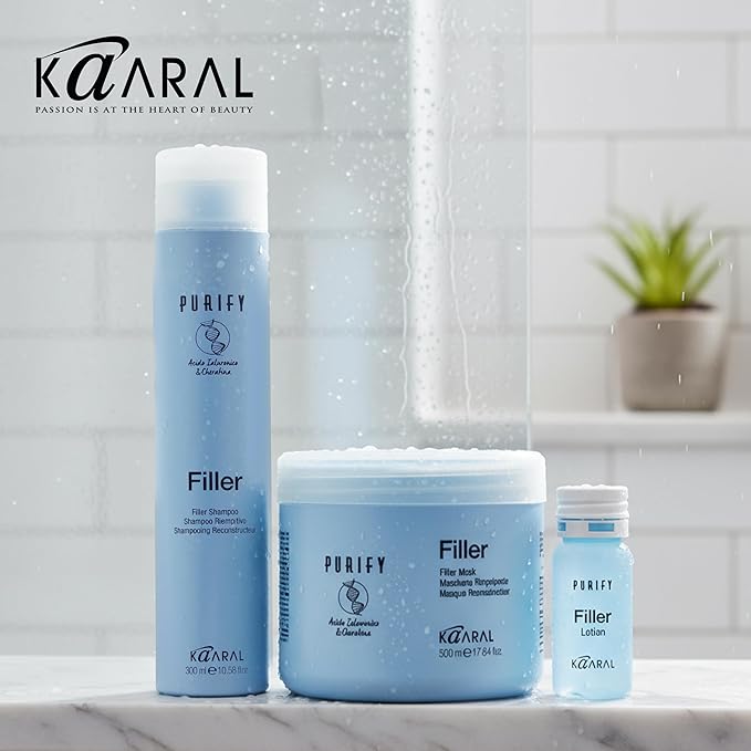 Kaaral Purify Filler Shampoo - Strengthening & Volumizing Formula for Women & Men - Thickening Hair Care for Fuller Appearance, Repair and Nourishment of Fine or Damaged Hair - 300ml