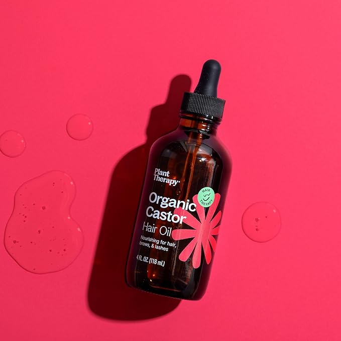 Plant Therapy Organic Castor Oil 4oz - 100% Pure & Natural Grade for Nourishing Hair and Skin Treatment - Cold Pressed - USDA Certified - Hexane Free - Stimulates Hair Growth, Treats Dry Skin