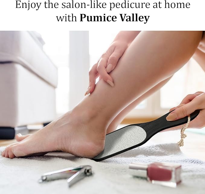 Pumice Stone Foot Scrubber - Pedicure Foot File with Handle for Dry Dead Skin - Callus Remover for Feet - Foot Scraper - Exfoliating Brush for Heels, Elbows, Hands