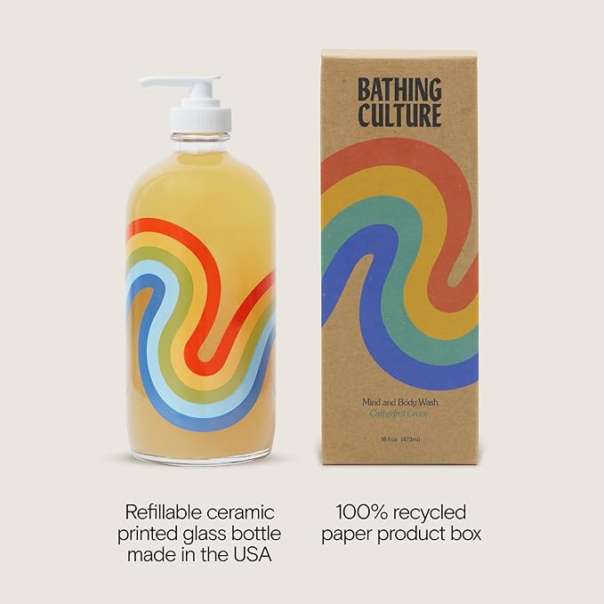 Bathing Culture, Organic Mind + Biodegradable Body Wash, Natural, Sustainable, Vegan Personal Care, All Natural Organic Body Wash for Women and Men, 16 fl oz, Cathedral Grove Scent, Holiday Gift Idea