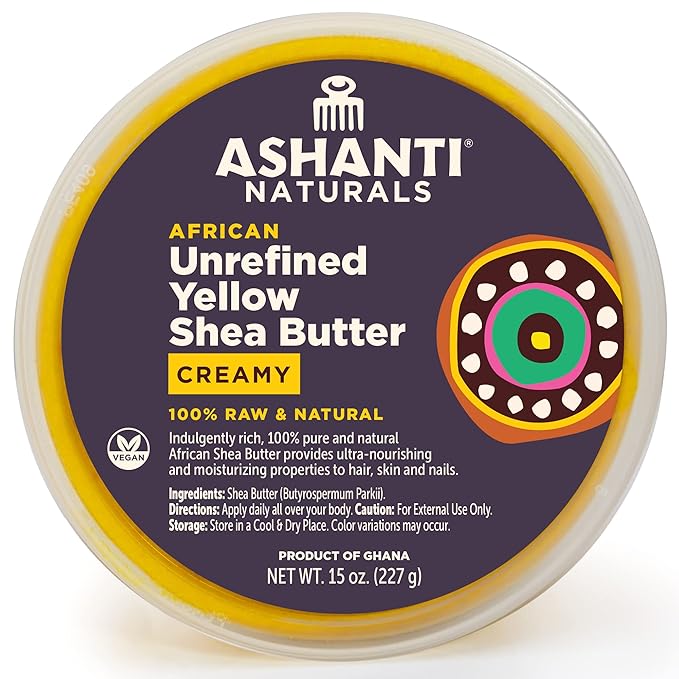 Ashanti Naturals Yellow Raw Shea Butter | Unrefined African Shea Butter | Creamy Moisturizer for Easy Application - 15 oz