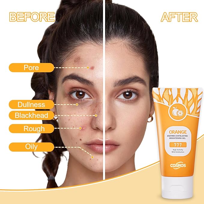 BROUYOUE Orange Exfoliating Gel Scrub for Face and Body, Deep Cleansing Moisturizing Skin Orange Peeling Gel, All Skin Types (2pcs)