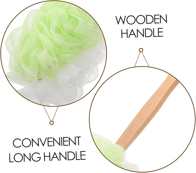 Beaupretty Wooden Handle Bath Brush for Shower with Long Handle Soft Bristles Exfoliating Body Brush for Back and Full Body Bathing Care
