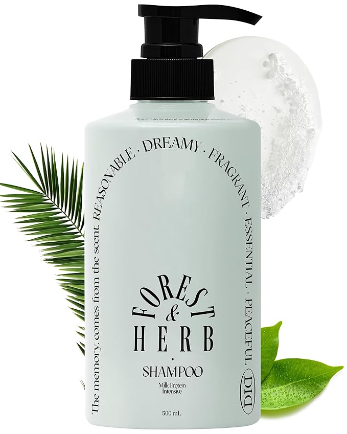 Milk Protein Intensive Shampoo - Korean Volumizing and Hair Loss Relief Perfume Shampoo for Damaged Hair - Natural Green Herb Scent - pH5.5 Scalp Purifying, 16.9 fl.oz.