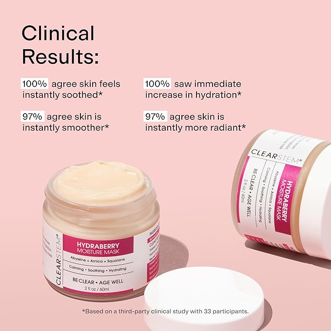 CLEARSTEM HYDRABERRY Hydrating Face Mask for Women - Night Mask for Sleeping for Women with Ceramides, Arnica & Magnesium PCA - Overnight Mask for Evening Hydration to Nourish & Protect Skin Barrier