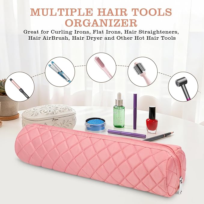 Large Hot Hair Tools Organizer Bag Portable Travel Heat Resistant Storage Case Pouch for Curling Irons, Flat Irons, Hair Straighteners and Styling Tools(17.7" x 3.9")