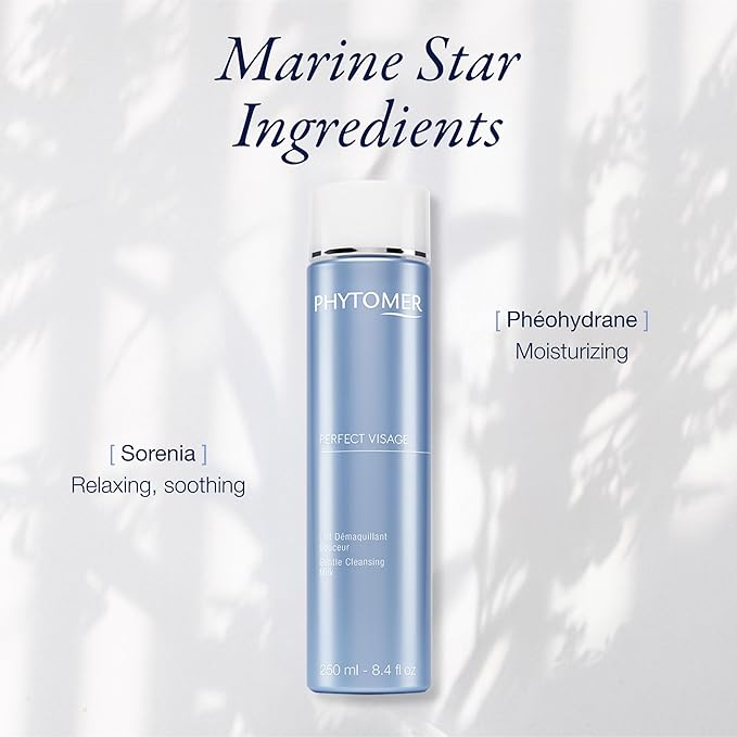 Phytomer Perfect Visage Gentle Cleansing Milk | Moisturzing Daily Face Cleanser & Makeup Remover | Sustainable & Eco-Friendly Skincare | 250ml