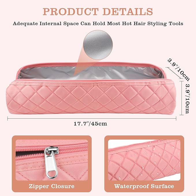 Large Hot Hair Tools Organizer Bag Portable Travel Heat Resistant Storage Case Pouch for Curling Irons, Flat Irons, Hair Straighteners and Styling Tools(17.7" x 3.9")