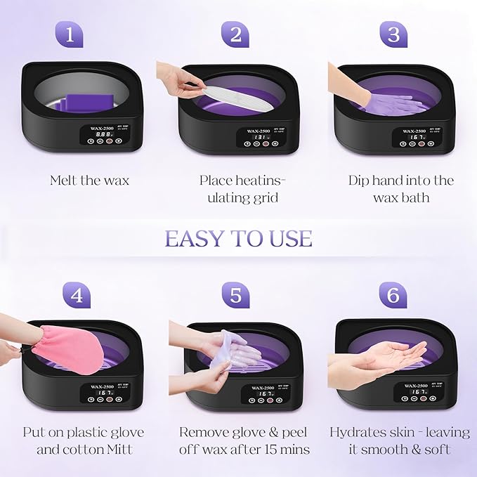 Paraffin Wax Machine for Hands and Feet–Paraffin Wax Warmer with Auto-Timer and Keep Warm Mode, Paraffin Wax Bath Moisturizing Kit for Arthritis, Skin Hydration, Relax Muscles-Black