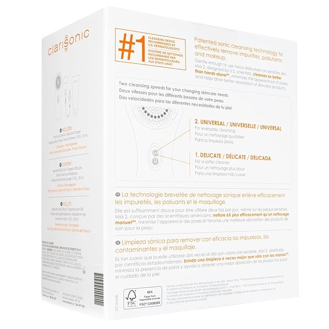 Clarisonic Mia 2-2025 Facial Cleansing Brush, Sonic System, 2-Speed, 2025 (Pink)