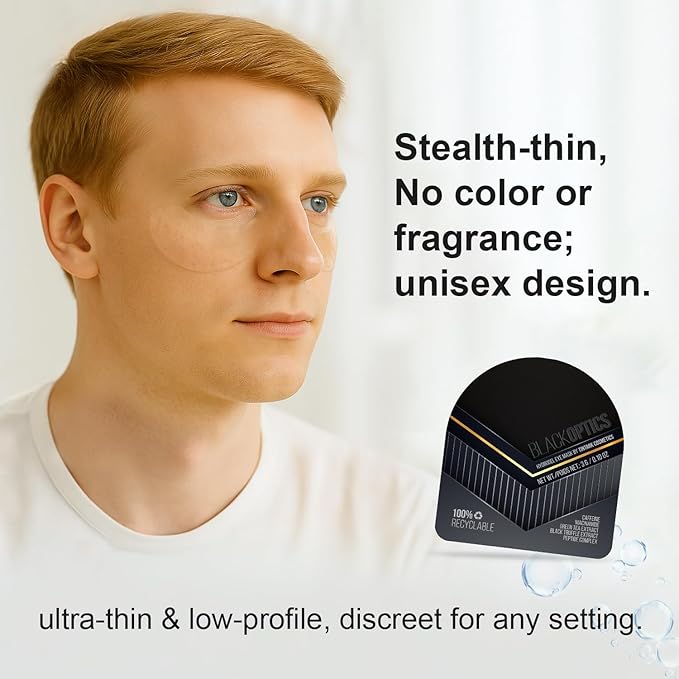 Black Optics Hydrogel Eye Patches 28 Pairs, 5-Min Revitalizing Eye Masks with Caffeine Peptides Black Truffle, Reduce Puffy Eyes Dark Circles & Wrinkles, Luxury Spa Gifts for Men & Women